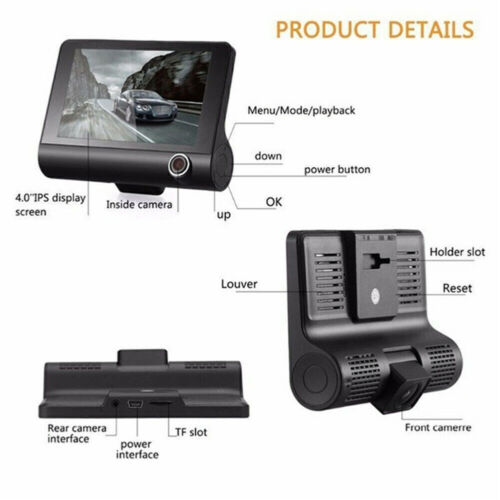 1080P 4 Zoll Auto DVR Dual Objektiv Dash Cam vorne & G-Sensor hinten Videorecorder Kamera - Bild 5 von 12