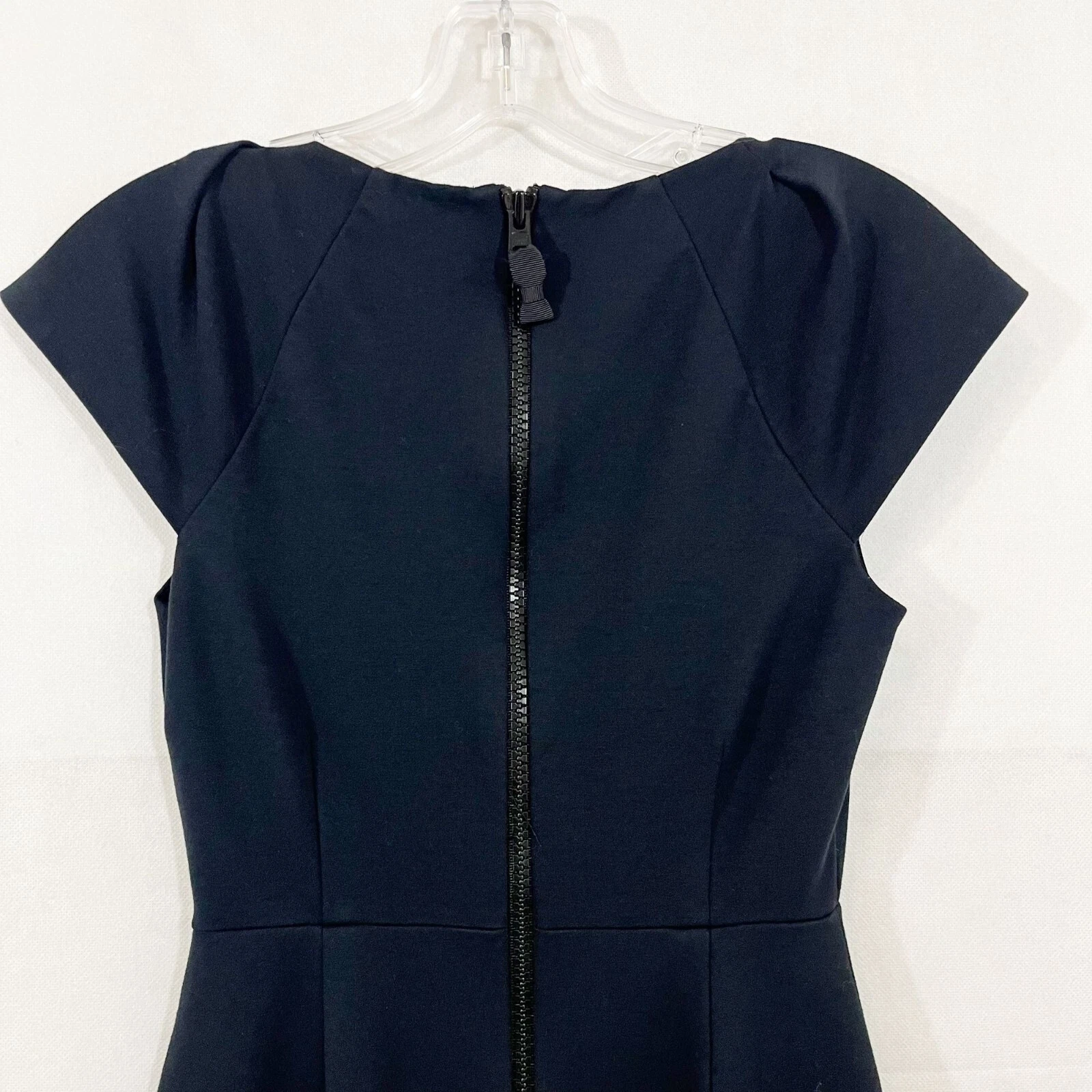 Abito tubino Kate Spade nero ponte manica cappuccio business carriera ufficio taglia 0