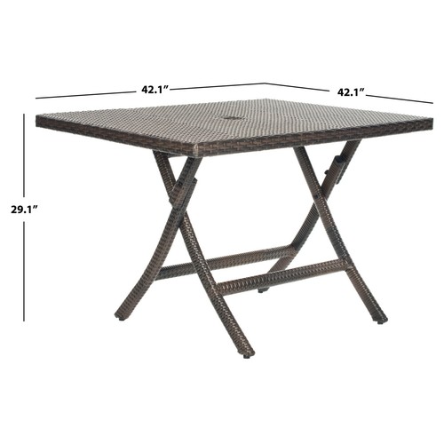 SAFAVIEH Outdoor Collection Samana Square Folding Table | Brown | - Picture 4 of 5