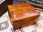 Moroccan Genuine Pouffe Leather Footstool Handmade Pouf Ottoman Brown Unstuffed