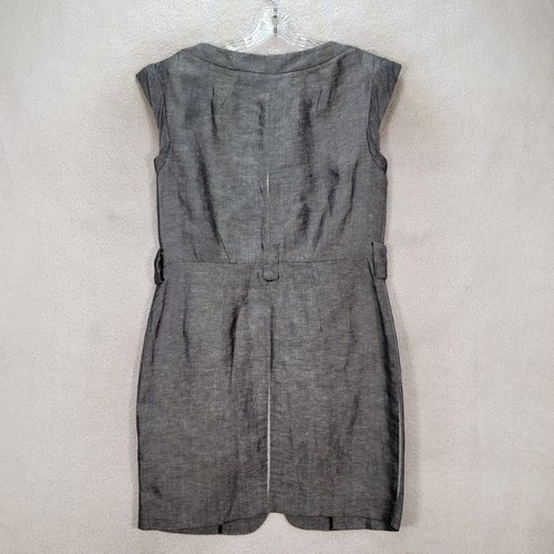 Cynthia Steffe Charcoal Linen Silk Blend Boat Neck Shift Mini Women Dress Size 2 - Picture 16 of 20