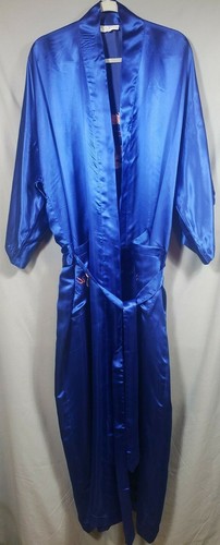 Vintage Peacock 100% Silk Kimono Golden Dragon - Blue - Size L* - Picture 5 of 6
