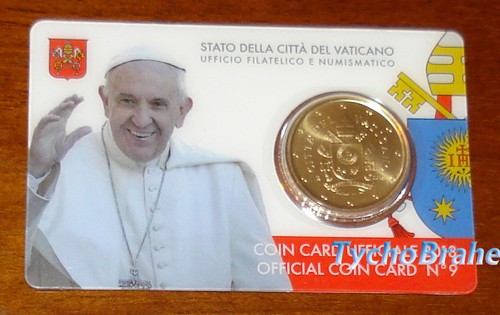 COIN CARD 2018 VATICAN COAT OF ARMS BLASON Coincard VATICANO FRANCIS 50 cent BU