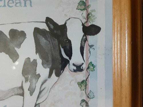 Imagen de decoración de pared enmarcada de vaca tamaño 8"" x 10"" Figi 1990 granja - Imagen 7 de 7