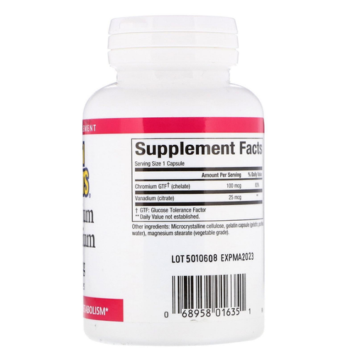 Suplemento dietético Natural Factors cromo y vanadio 125 mcg 90 cápsulas - Imagen 2 de 4