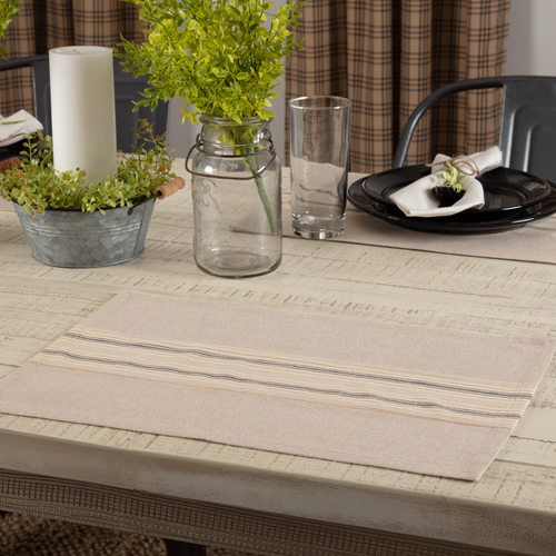 New Sawyer Mills Farmhouse Shabby SET 6 GRAY GRAIN SACK STRIPED Place Mat - Picture 2 of 2