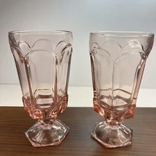 Vintage Fostoria Glass Virginia Pink Iced Tea Glasses. Set Of 2.  12ounce.
