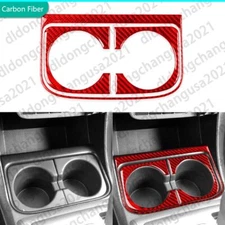 Red Carbon Fiber Water Cup Holder Storage Panel Cover For Toyota Tacoma 2005-15