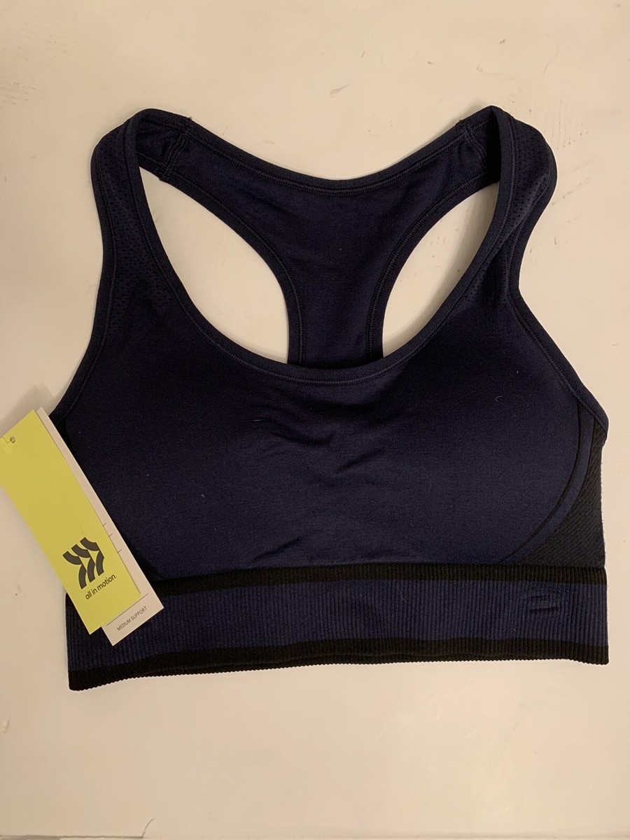 NWT All in Motion Womens Navy Sports Bra L Medium Support Removeable Pads  Target