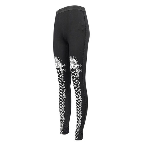 Devil Fashion Gothic Leggings Women Embroidered Tight-Toed Elastic Pencil Pants - Picture 16 of 29