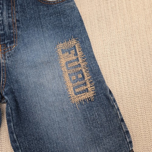 Fubu Shorts Boys 14 Blue Denim Baggy Skater Hip Hop Embroidered Pockets Jorts - Picture 4 of 11