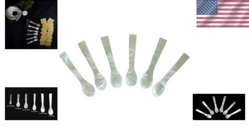 Set of 6 Handcrafted Mother of Pearl Caviar Spoons - 4 Inches, Elegant Design - Picture 2 of 6