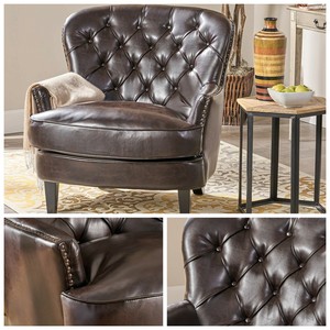 Details About Armchair Tufted Back Brown Bonded Leather Upholstery Padded Cushion Sy Legs Find Many Great New Used Options And Get The Best Deals For Adjustable Fabric Recliner Chair Single Sofa Thick Padded Back Cushion Lounger At