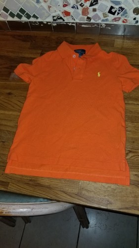 Boys Size 6 Orange Ralph Lauren Polo Shirt yellow horse 100% Cotton GUC - Picture 1 of 4