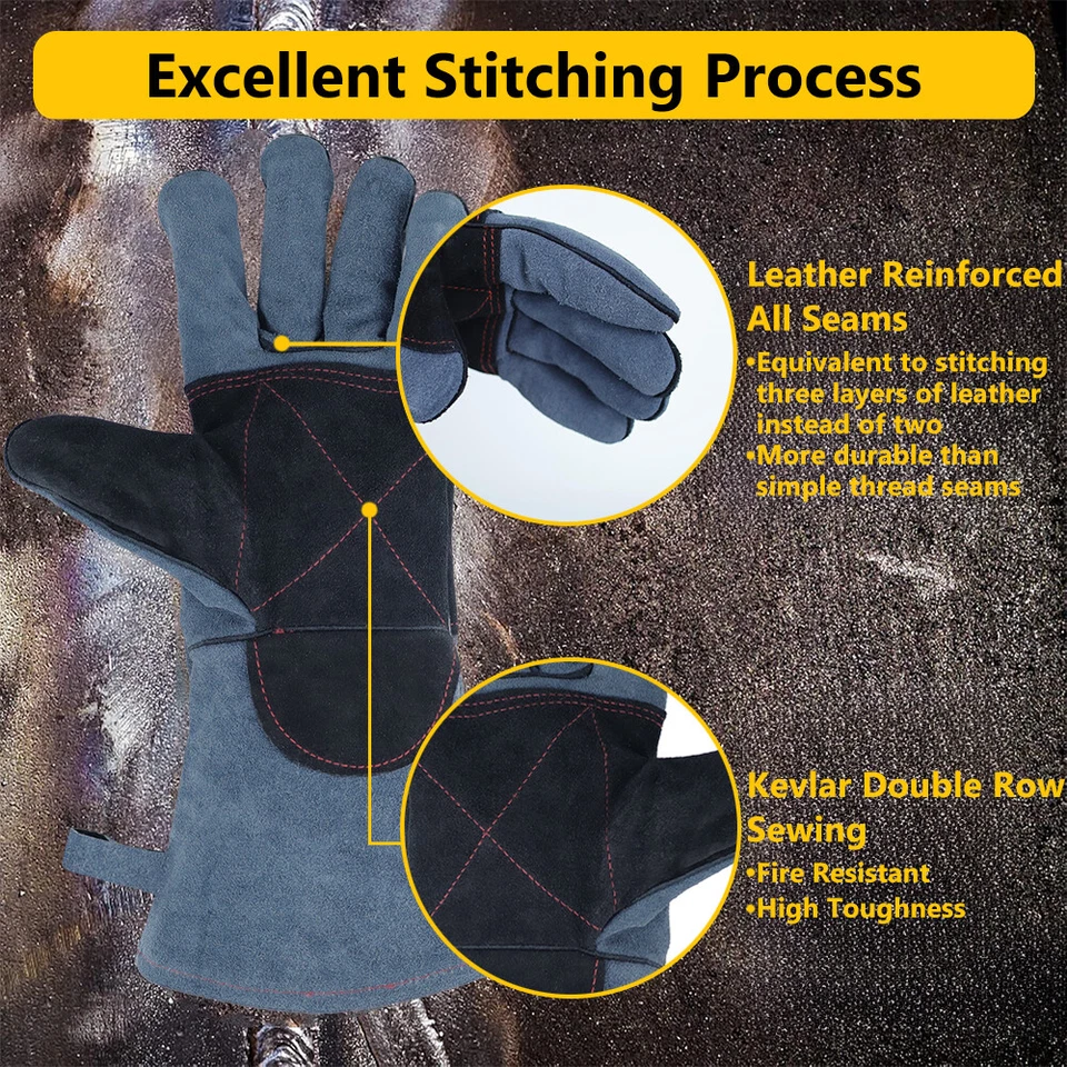 Animal Handling Gloves Bite Proof Leather Sleeve Dog Cat Snake Safety Protector - Image 4 of 4