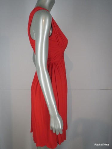 Tibi Dress Mini Sz 2 XS NEW Orange One Shoulder Ruched Fit Flare Draped Goddess - Picture 9 of 11