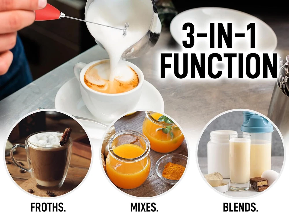 Milk Frother Wand Fast Handheld Drink Mixer Electric Whisk Foam Maker Coffee