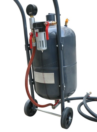 Tragbarer Sandstrahler Kugelstrahlen mit Pistole Wasserfalle mobile Räder 38L grau - Bild 3 von 6