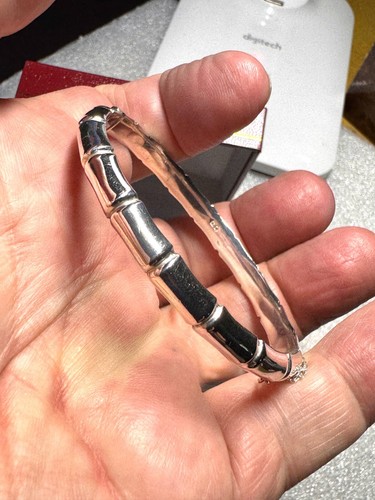 Stunning Sterling Silver Bamboo Bangle - NC - London - 1985 - Afbeelding 8 van 24