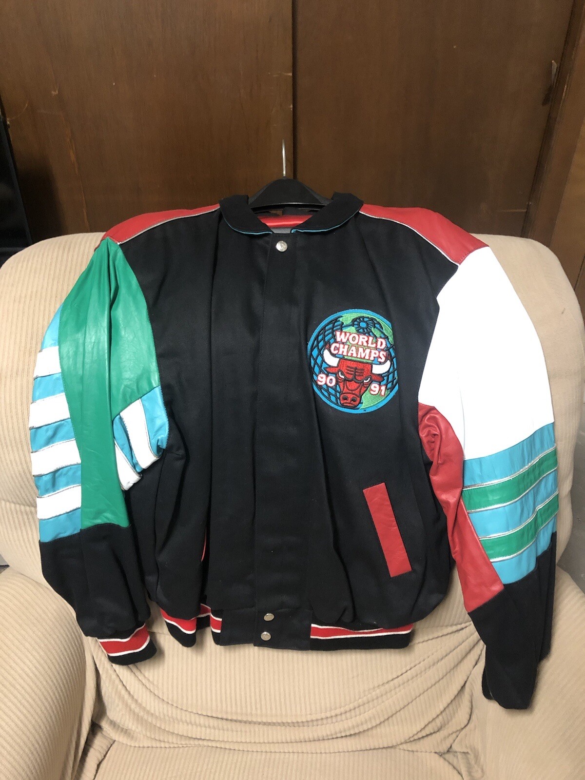 Chicago Bulls Jacket Vintage Jeff Hamilton 72-10 1996 Championship Mens Size L