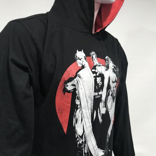 Justice League Hoodie Men Medium DC Comics Black with Graphics Long Sleeve - Picture 4 of 14