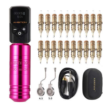 Wireless Tattoo Maschine Permanent Makeup Rotary Pen Battery Pack Cartridge Kit