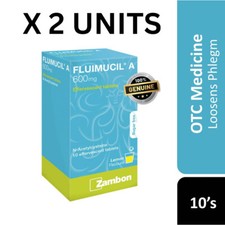 Fluimucil A 600mg Lemon Effervescent Tablet Clear Phlegm & Cough Relief 10's x 2