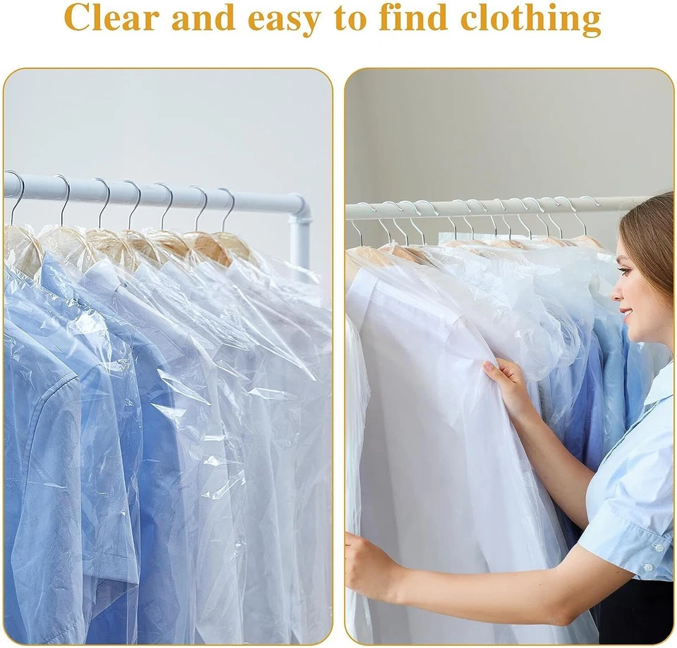 Bolsas de ropa transparentes para colgar ropa bolsa de limpieza en seco fundas protectoras de ropa Foto 4 de 4