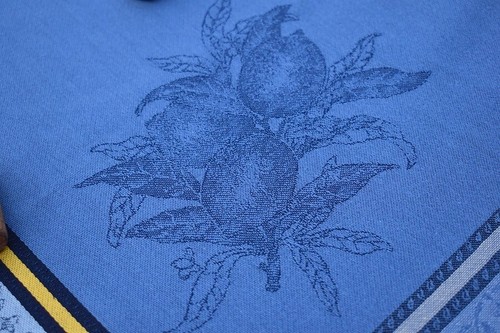 Jacquard Tablecloth Cotton Yellow Lemon 160x200 CM France Teflonschutz - Picture 7 of 7