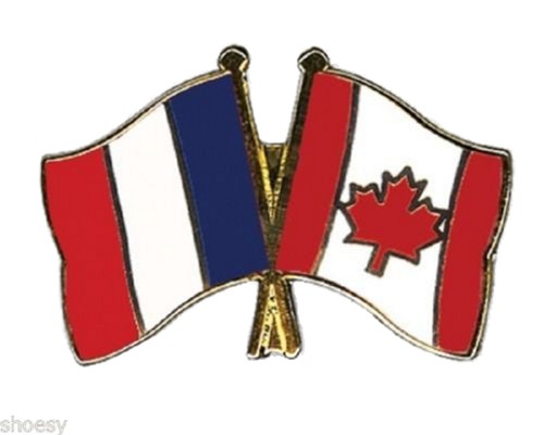 France & Canada Flags Friendship Courtesy Gold Plated Enamel Lapel Pin Badge - Picture 3 of 3