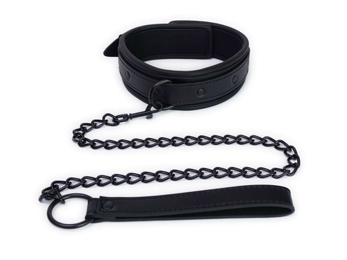 Bondage Neopren Halsband midnight black gepolstert schwarz BDSM Halsfessel N6630 - Bild 3 von 6