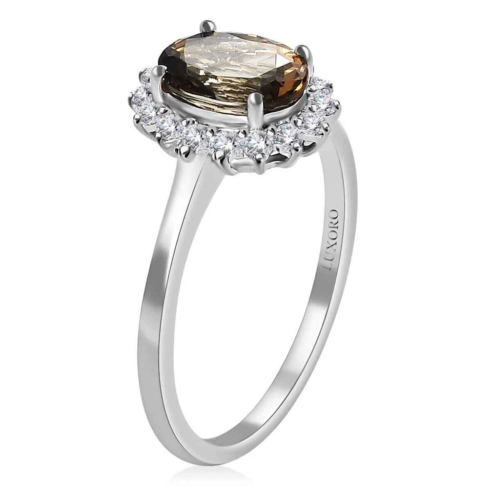 Anillo Premium Dorado Tanzanita y Moissanita 1.85ctw en Oro Blanco 10K Talla 7 Foto 4 de 4