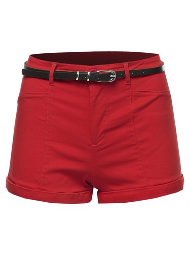 FashionOutfit Women's Solid Belted Bengaline Roll-Up Cuff Shorts - Bild 22 von 23