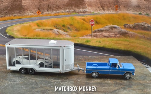 Car Hauler Flat Bed Trailer Tow Hitch Maßstab 1:64 DCP Diorama Diecast Modellauto - Bild 54 von 1'100