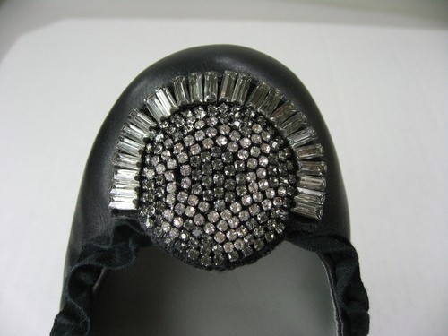 NEW VERA WANG LAVENDER Latisha Ballet Flat Size 8 M Black Nappa Leather/Crystals - Picture 12 of 12
