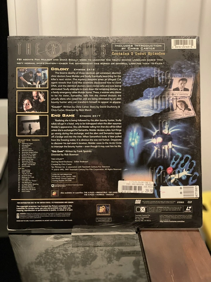 Sealed! THE X FILES Colony / End Game LASERDISC Laser Videodisc - Image 2 of 2