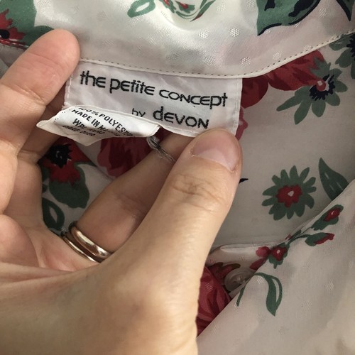 Vintage The Petite Concept by devon Floral blouse polka dots neck tie S Petite - Picture 4 of 15