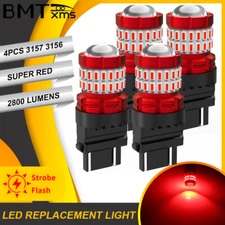 4X 3157 3057 3156 Red Strobe LED Brake Tail Light Bulbs Blink Flash For Chevy
