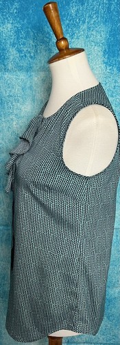 J Crew Women’s Size 0 Blue V-Neck Ruffle Neckline Sleeveless Blouse - Picture 2 of 7