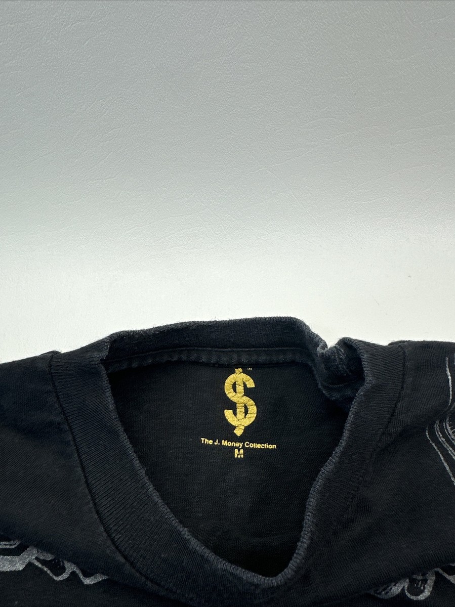 Vtg The J. Money Collection Faded Black T Shirt Mens Sz M Silver Banner Print View 3