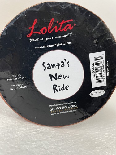 Christmas Lolita Santa’s New Ride Motorcycle 22oz Message In Glass 2010 - Picture 11 of 11