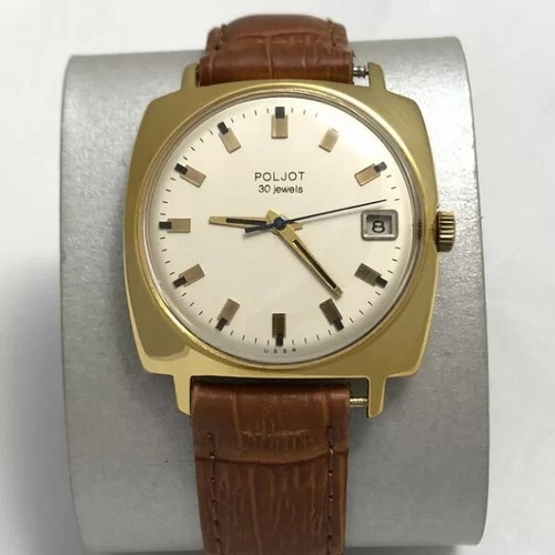 Vintage Sowjet 1st MChZ Herren Armbanduhr Poljot UdSSR 30 Jewels 20th Goldgehäuse - Bild 3 von 5