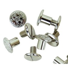2 Sizes of engraved floral nickle chicago screws for tack/craft projects