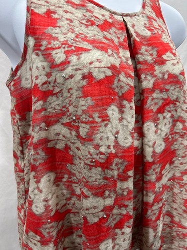 Juicy Couture ladies size M sleeveless blouse with floral print and rhinestones. - Picture 7 of 10