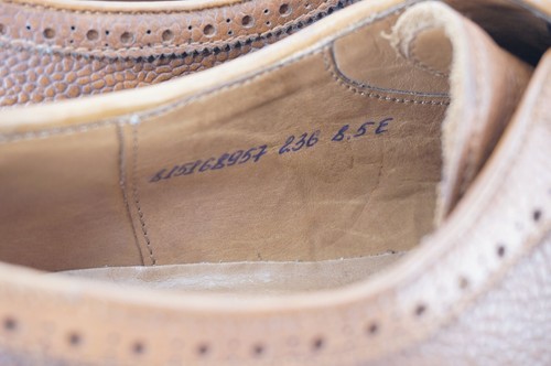 $850 RALPH LAUREN PURPLE LABEL 8.5 E LONG WING TIP BURNISHED BROWN MCMURRAY WIDE - Picture 7 of 12