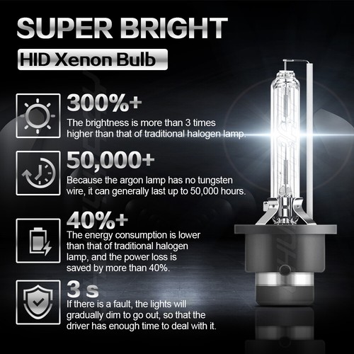 D4S 6000k 9070-39-350 HID Xenon Bulbs White 2 Set for Mazda CX-5 CX-9 2015-2019 - Bild 7 von 9