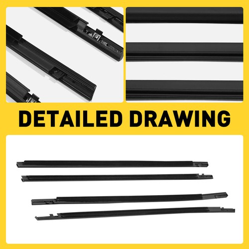 Weatherstrip 4PCS Window Moulding Trim Seal Belt For Honda Civic 2016-2021 Sedan - Foto 5 di 16