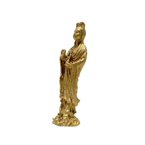 Estatuas Guan yin Figurita Bodhisattva de latón Kwan-yin chino Diosa de la misericordia - Imagen 10 de 12