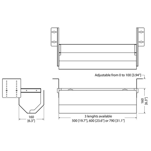 Penn Elcom Sliding Cable Tray with Adjustable Mounting Brackets - Picture 2 of 4