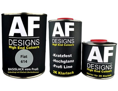 2,5L Basislack Set Fiat 614 Grigio Chiaro Metallic Klarlack Härter Autolack spri
